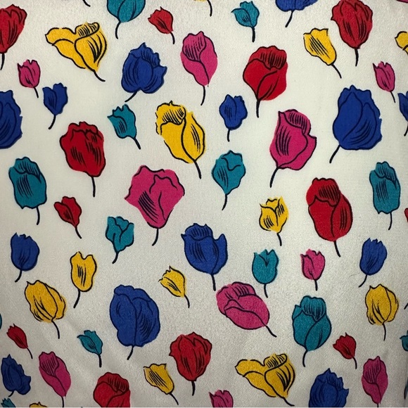 VTG 80s Floral Tulip Peplum Sheath Dress - Picture 4 of 6